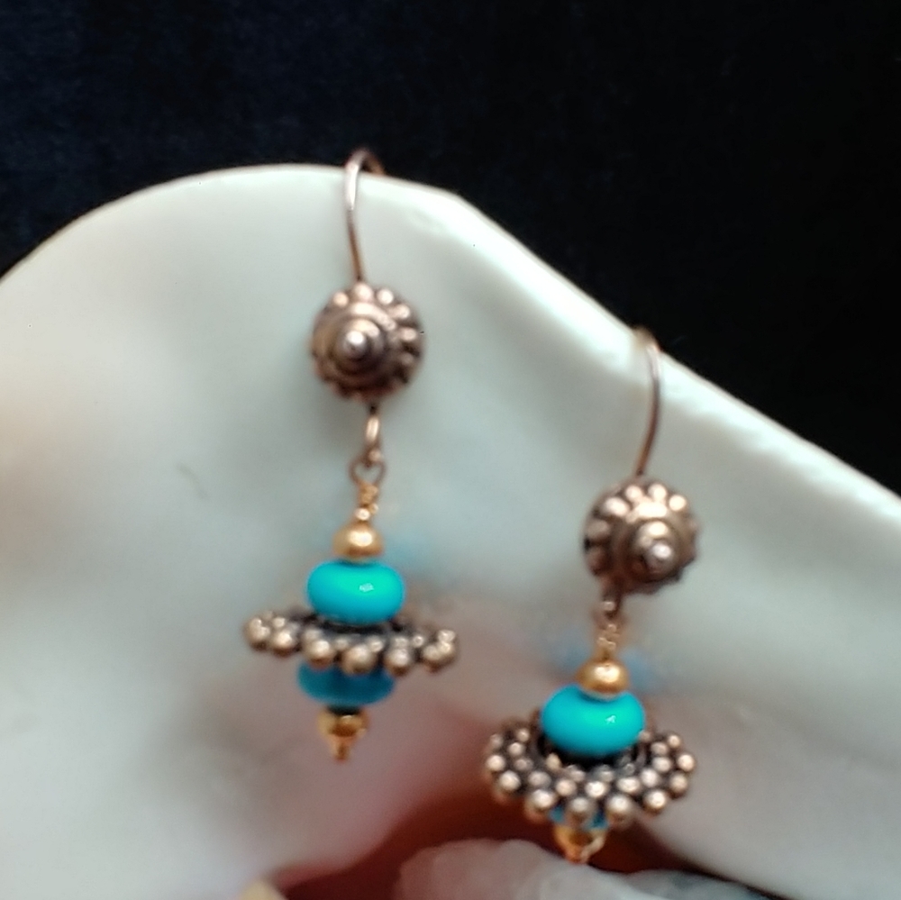 Turquoise and Copper Earrings